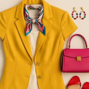 Women’s NYC & Co., Mustard Yellow Jacket, Short Sleeve, Bodice Back